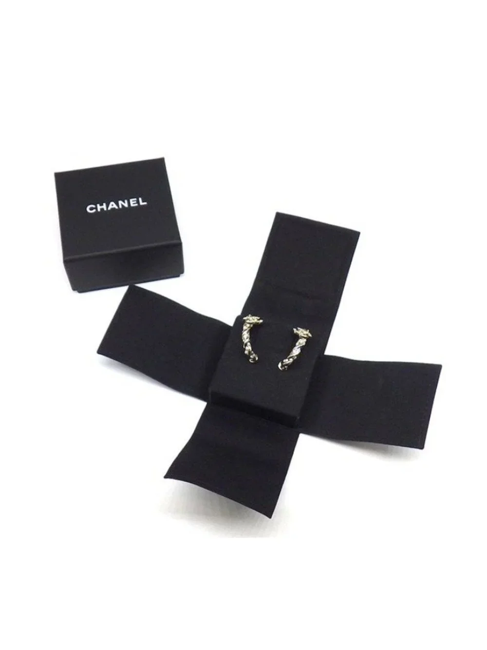 Chanel Earrings CC Logo Hoop Rhinestone Faux Pearl